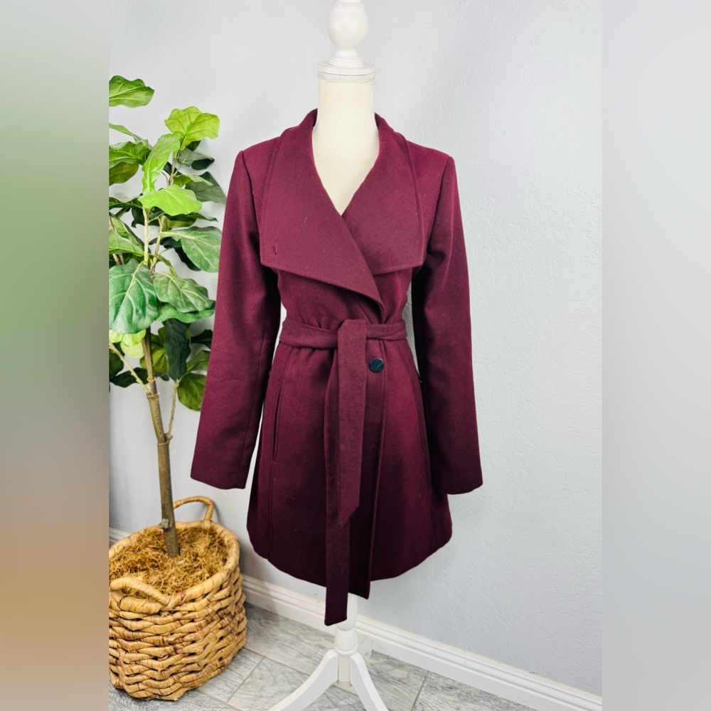 Primark  Women’s Plum Burgundy Wrap Peacoat